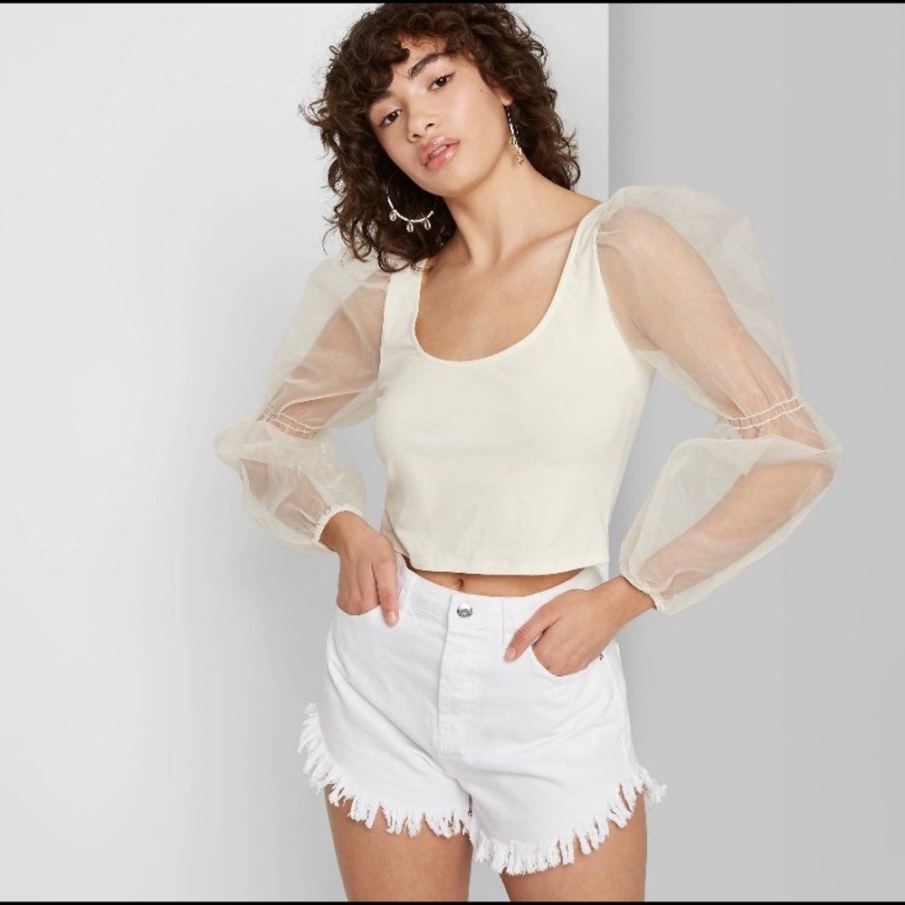 WILD FABLE high waist - white denim shorts